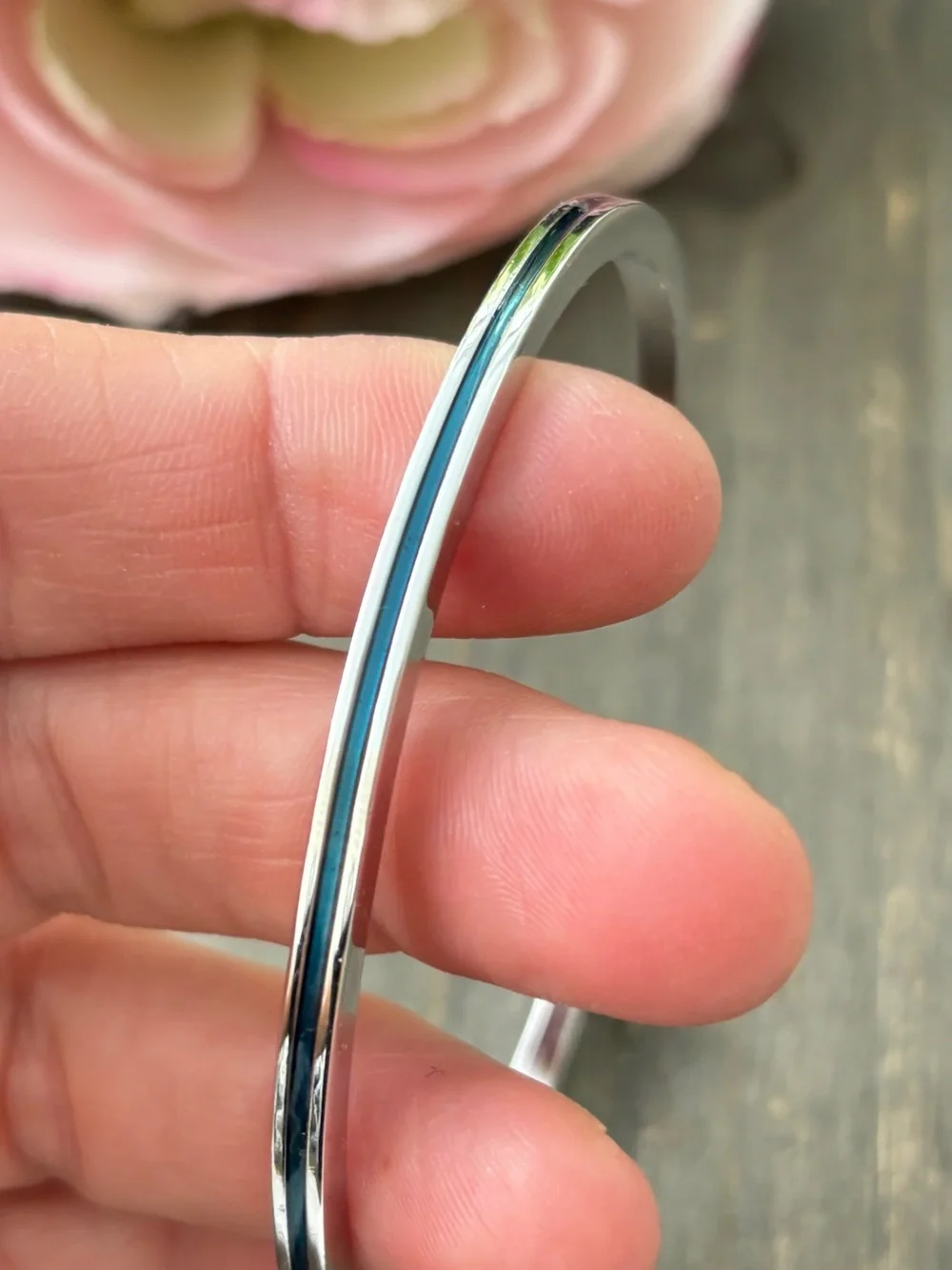 Vintage Avon Silver and Blue Bangle Bracelet